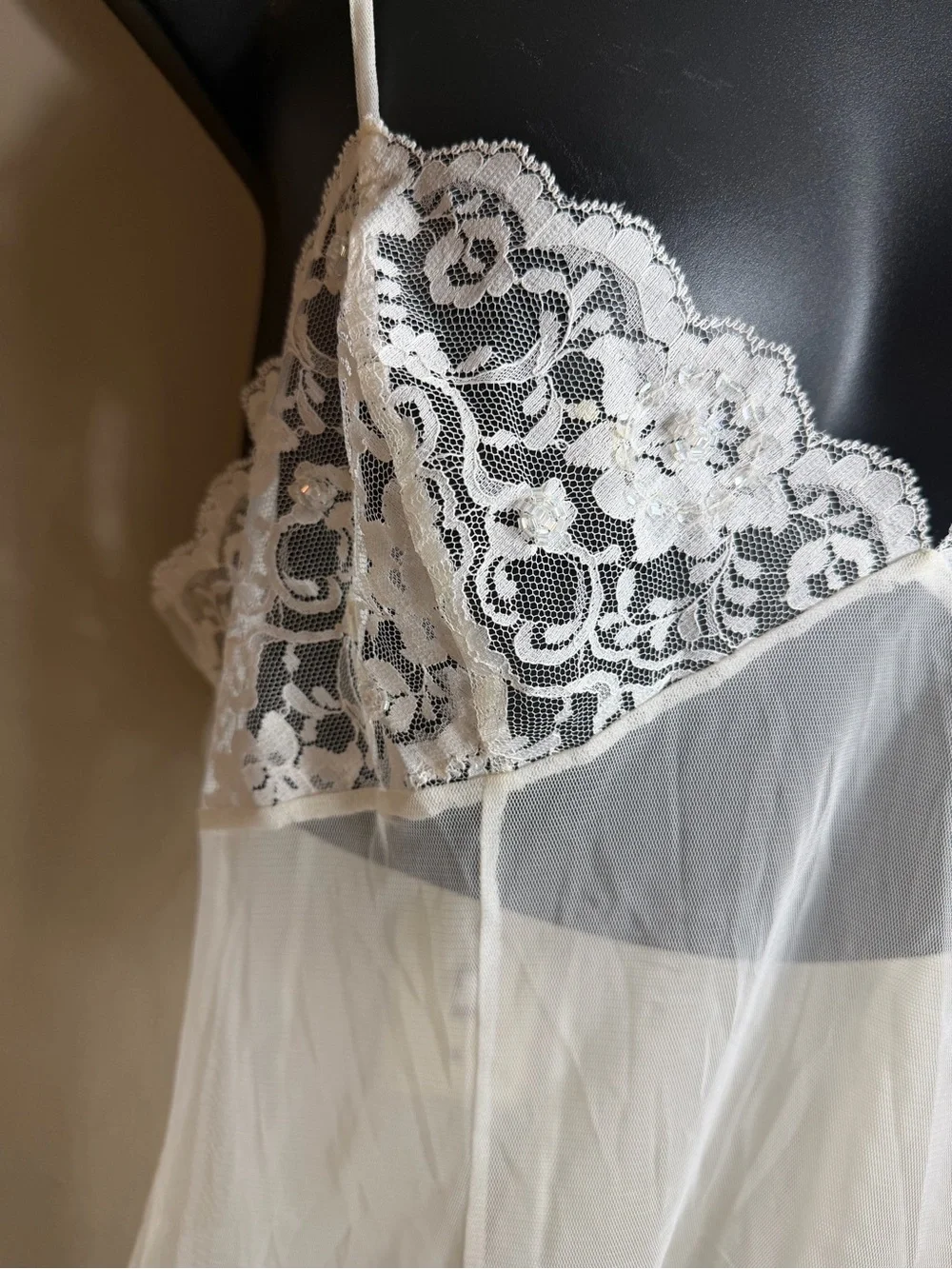 Victoria's Secret White Sheer Lace Babydoll Chemise L